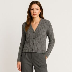 Norwegian Grey Lamb's Wool & Mohair Blend Cardigan